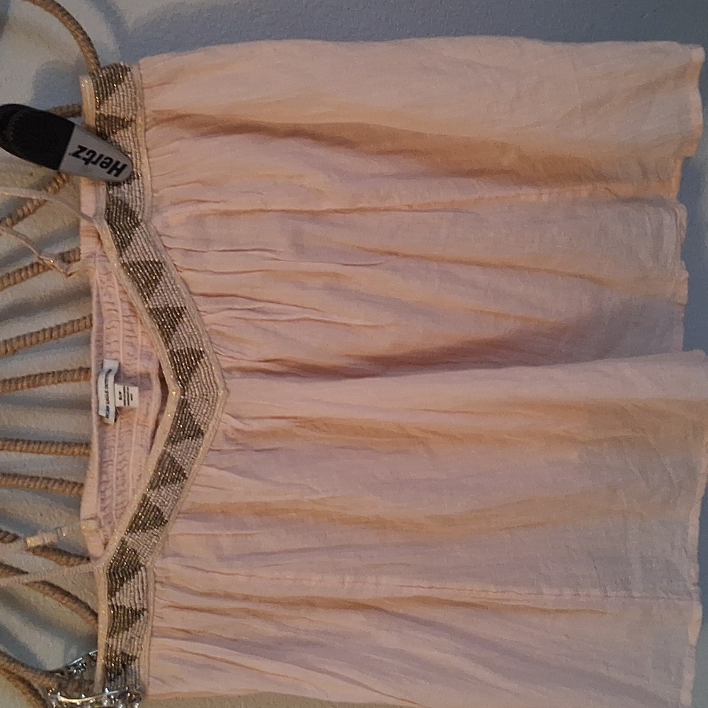 American Eagle Outfitters Pink Beaded Cami Gauze Tank